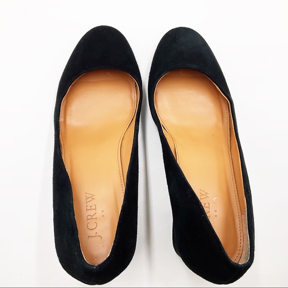 {J. Crew} Black Suede Round Toe Block Heel Pumps - Picture 8 of 16